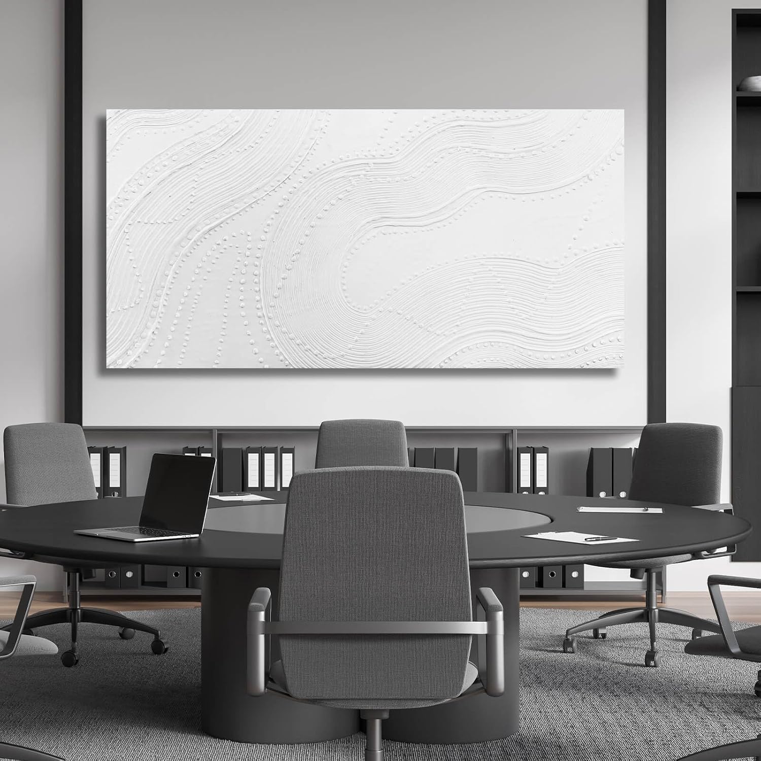 NBAODAN Large Wall Art Modern Canvas Picture Abstract Wall Decor White Line Art for Living Room Neutral Artwork for Office Bedroom 29'x58' Geometric Painting