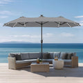 Sophia & William 13ft Outdoor Patio Umbrella with Solar Lights, Large Double-sided Umbrella with LED Lights, Perfect for Garden, Deck, Pool, Smoky Gray