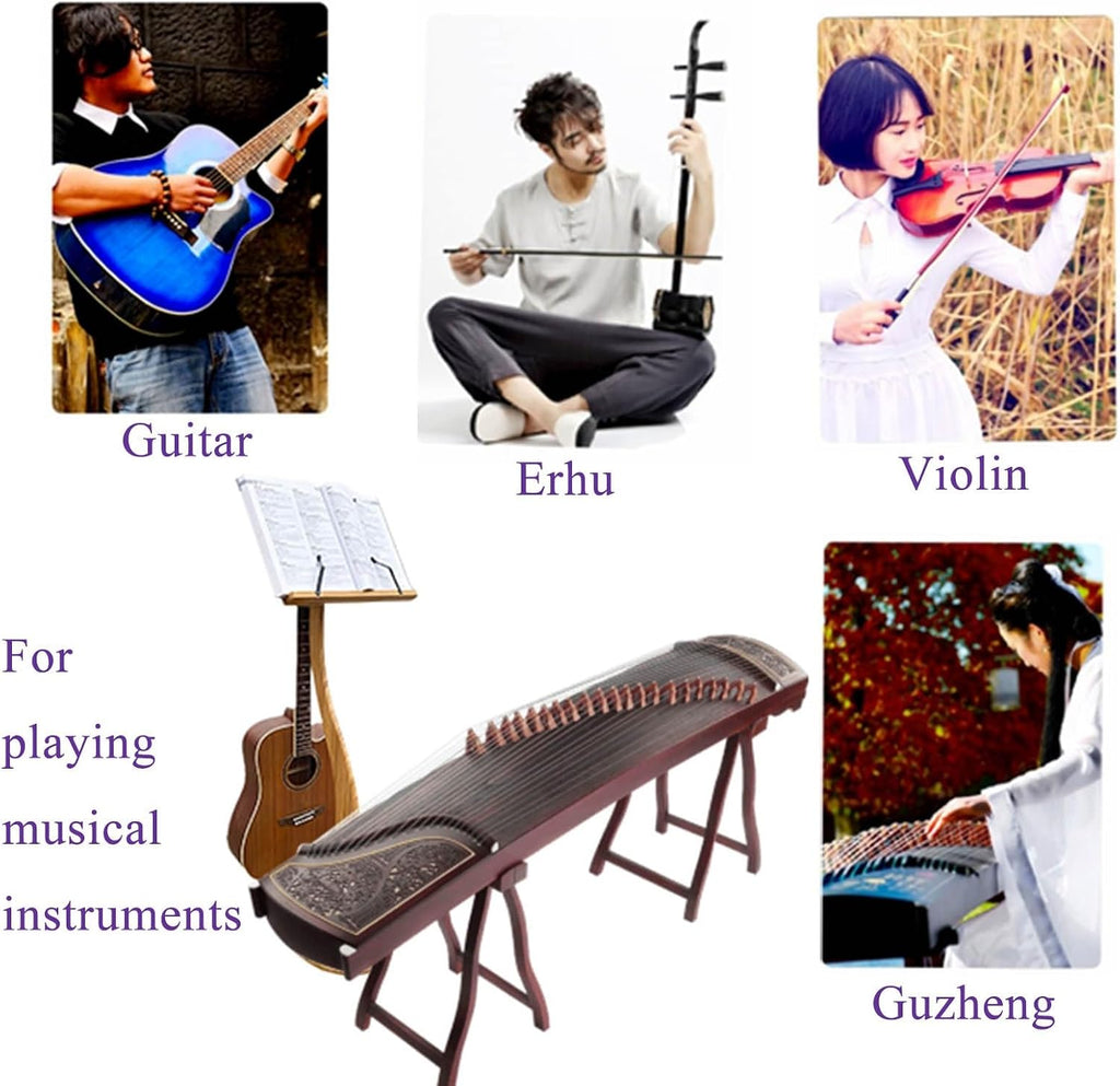 Sheet Music Stand, Orchestral Wooden Music Stand, with Violin Guitar Hanger, Wood Station for Conductors, Professional Music Book Holder, 340° Flip Design, Detachable