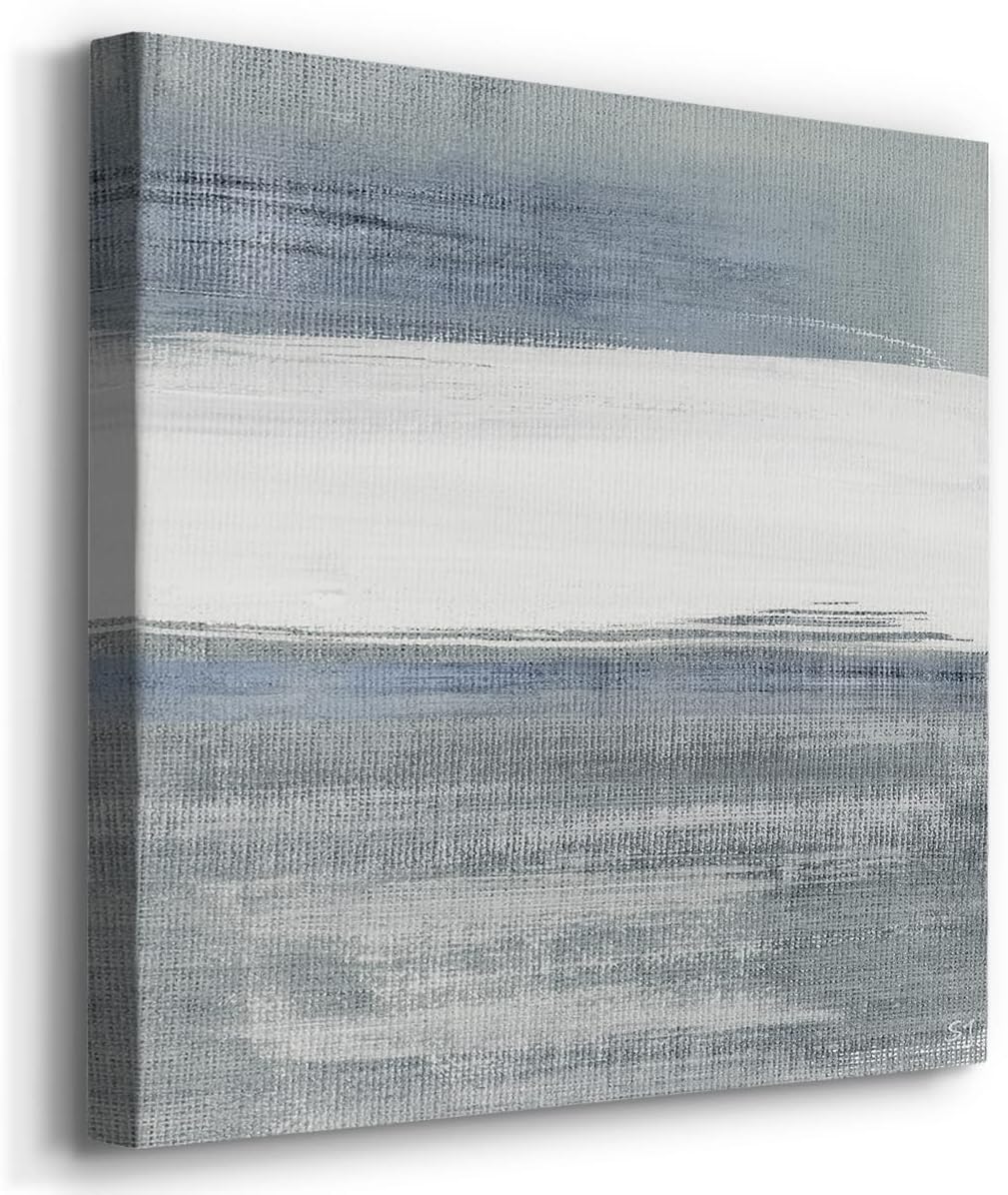Modern Home Wall Décor Abstract Black and White Grey Canvas Wall Art 24 x 24 inches Set of 4 Framed Artwork for Living Room Bedroom