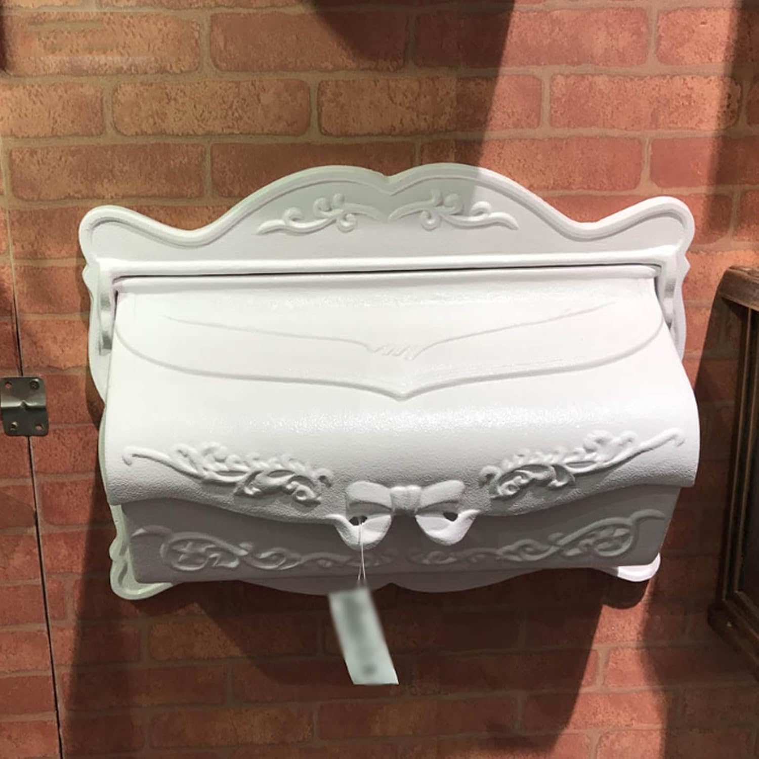 Cast Aluminum Horizontal Wall Mount Mailbox, Outdoor Metal Letter Delivery Box for Newspaper & Secure Post(White)