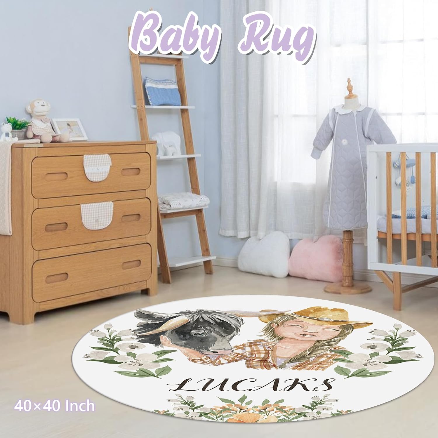 Custom Baby Crib Bedding Set, 5 PCS Personalized Name Baby Crib Sets for Girls Boys, Farm Animals Theme Nursery Bedding Sets for Infant Toddler, Double Layer Flannel Bed Set Customized Gifts