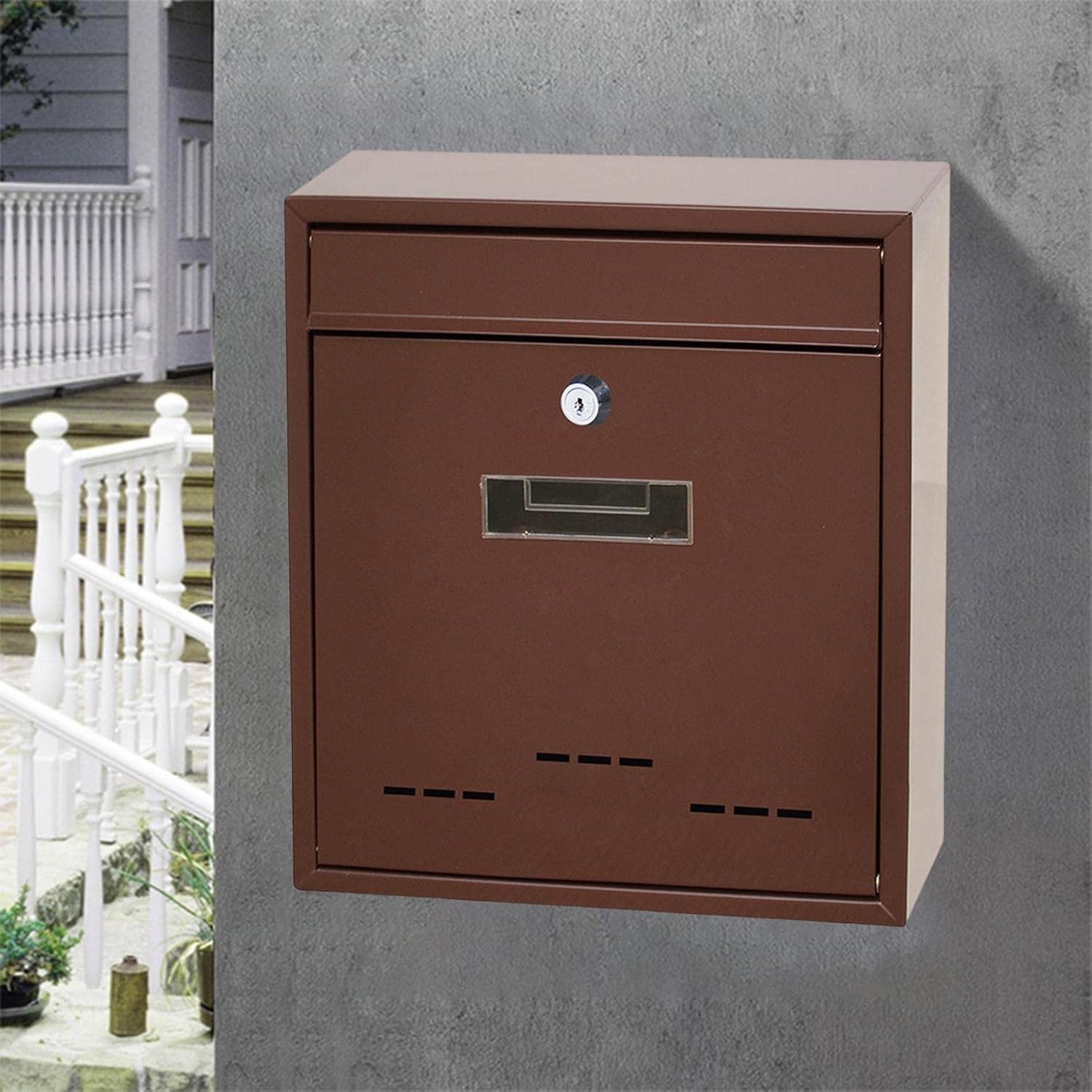Post Box, Wall Mounted Letterbox, Letter Boxletterbox Wall Mount Mailbox Large Lockable Outdoor Metal Mail Box Post Letter Letter Box For Door Home Decorative Office Safe Mailbox mailbox ( Color : Whi