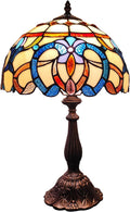 Tiffany Style Table Lamp Yellow Baroque Style Stained Glass Lamp, 12 Inch Antique Bedside Nightstand Light Home Decor for Bedroom Living Room, Included LED Bulb