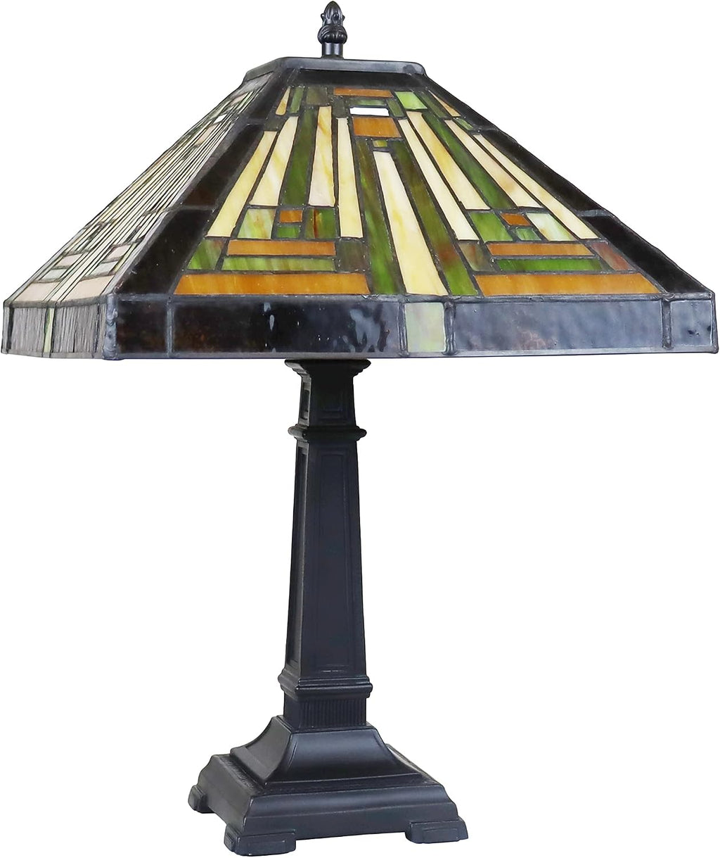 Chloe Lighting Innes Mission Tiffany-Style Blackish Bronze 1 Light Table Lamp 12' Wide