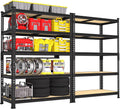 PrimeZone 35.5' x 12' x 72' Heavy Duty Storage Shelves - 5 Tier Adjustable Garage Storage Shelving, Metal Storage Utility Rack Shelf Unit for Warehouse Pantry Closet Kitchen, Black, 2 Pack