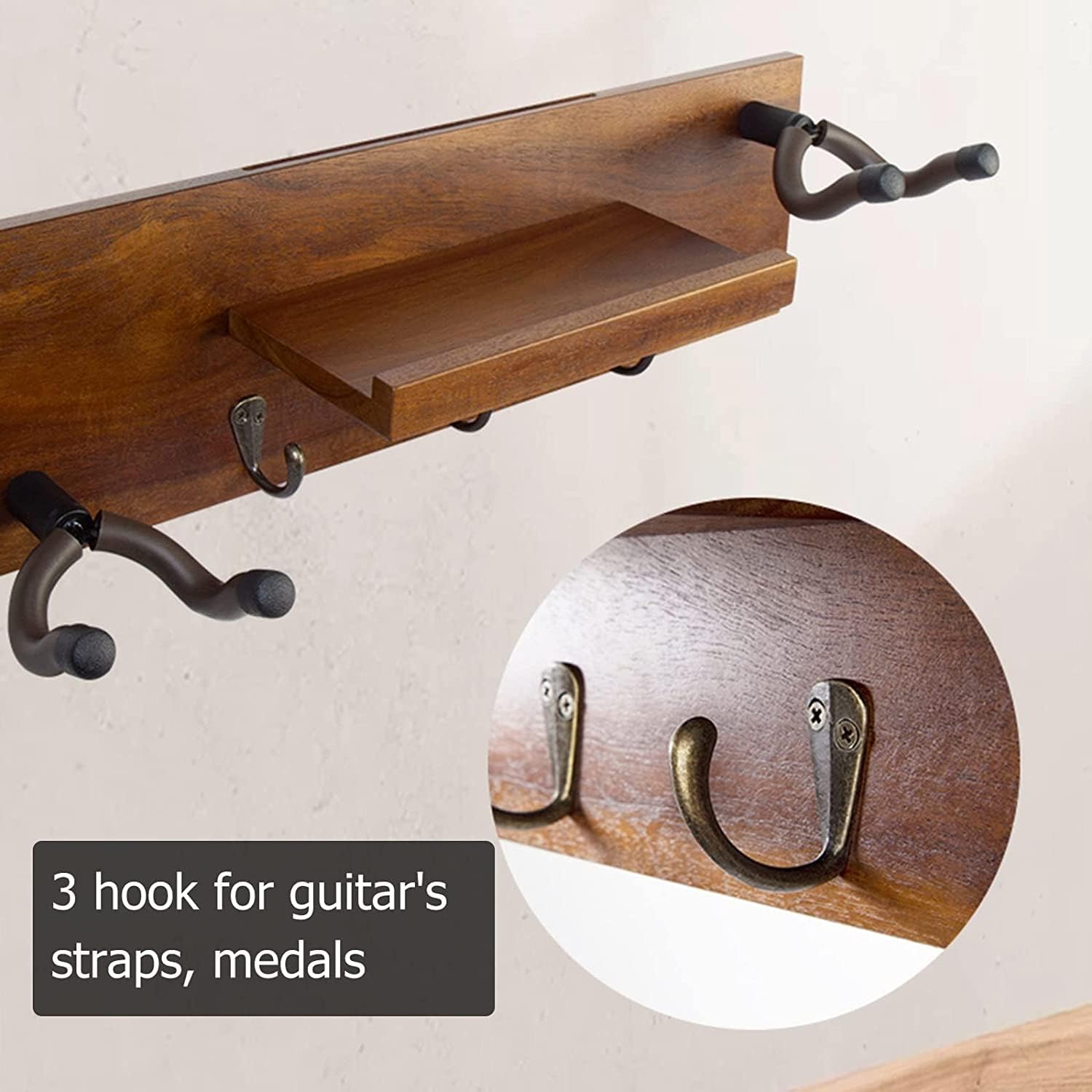 Music Stand Wall Mounted Acoustic Guitar Stand Music Stands with Hook/Shelf Music Holder Home Sheet Music Stands Guitar Storage Display Rack More Stable