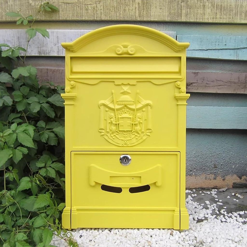 Mailboxes for Outside, Wall Mount Locking Mailbox, Vintage Large Capacity Mail Box, Security Mail Letter Metal Mailbox, for Outside(Purple)