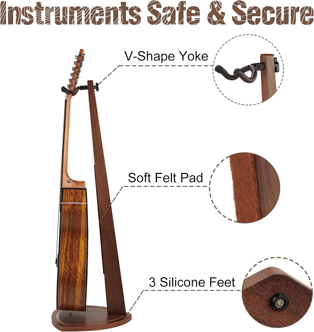 Double Guitar Stand, 2 Pack Guitar Stand for Acoustic Guitar, Dual Guitar Stand for 2 Guitars, Wooden Guitar Stand Floor for Electric Guitar, Wood Guitar Stand for Men, Guitar Accessories