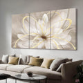 Kureful Gold Wall Art Pictures for Bedroom Flowers Wall Decor Floral Posters Art 3 Piece Wall Decorations Minimalist Decor for Walls 20'x 26'x 3