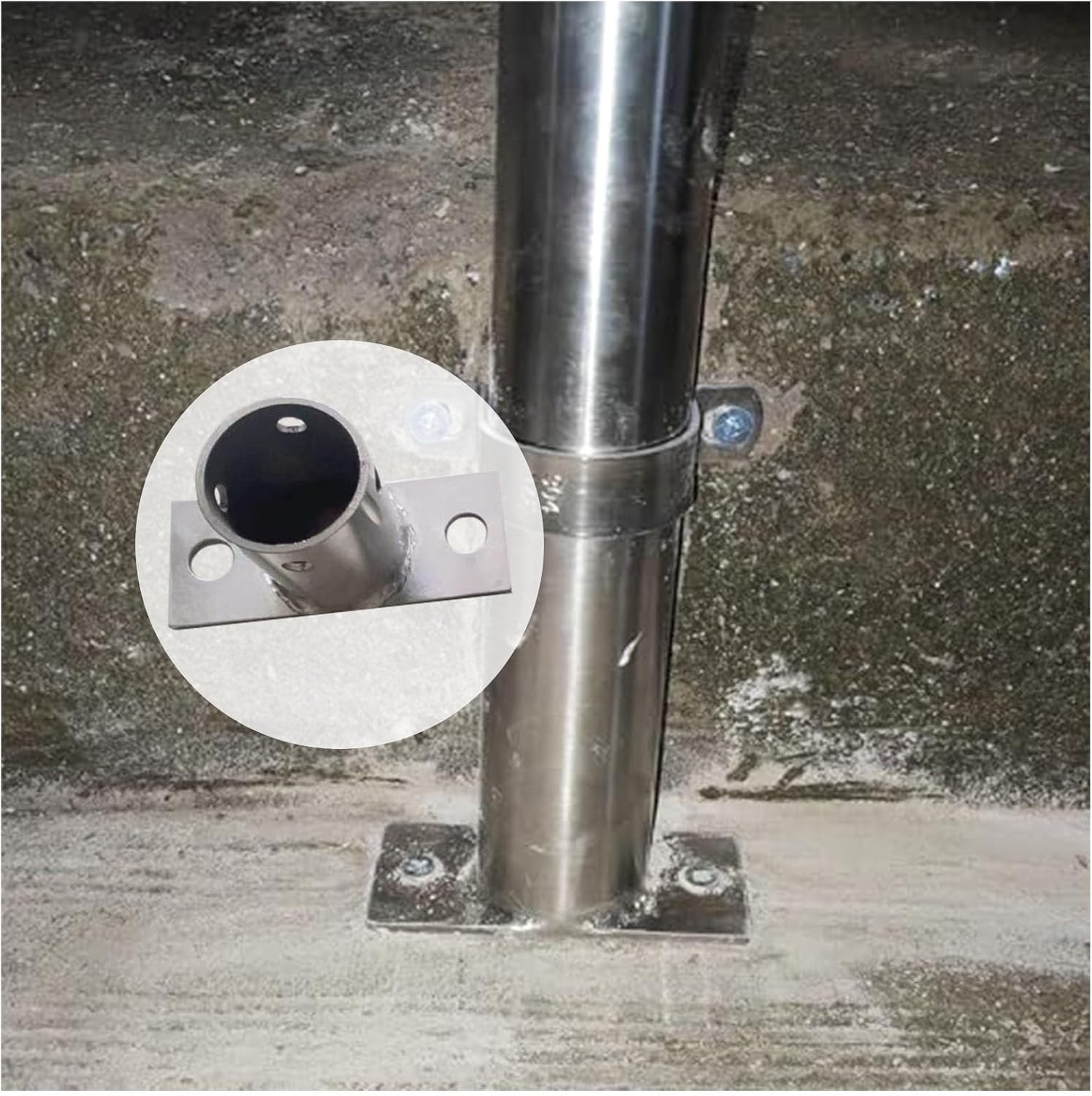 LZMZMQ 2 Inch Round Post Base Brackets, Post Stainless Steel Flange Anchor Base with Screws, Post Sleeve Bracket for Holding and Protecting Fence Mailbox Handrail Round Posts(4pcs H 80mm/3.1in)