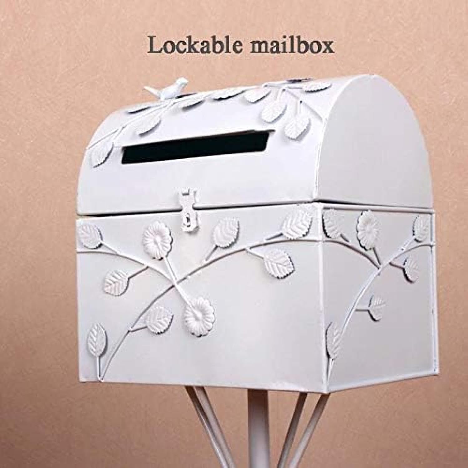 Standing Mailbox - Large Mailbox & Post System – Rust Resistant Mailbox – Includes Address Plaque, Mounting Hardware – Metal Mailbox - Bird Layer Design,Red