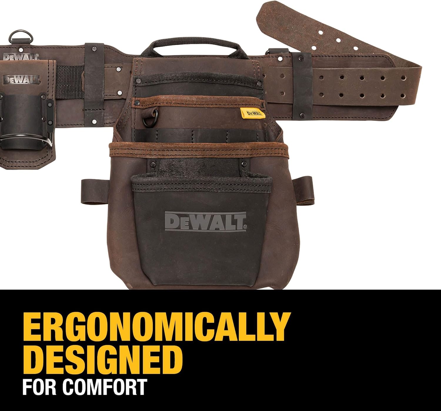 DEWALT Leather Tool Belt Organizer with 18 Pockets, Heavy Duty Construction (DWST550113)