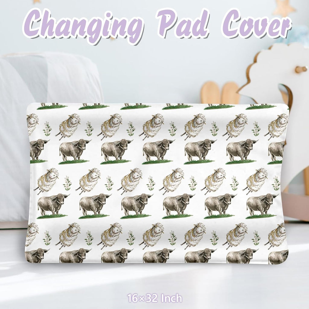 Custom Baby Crib Bedding Set, 5 PCS Personalized Name Baby Crib Sets for Girls Boys, Farm Animals Theme Nursery Bedding Sets for Infant Toddler, Double Layer Flannel Bed Set Customized Gifts