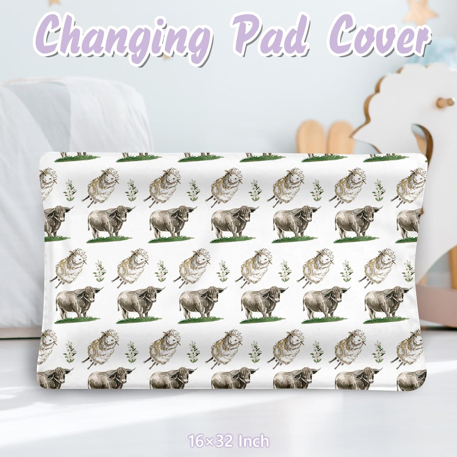Custom Baby Crib Bedding Set, 5 PCS Personalized Name Baby Crib Sets for Girls Boys, Farm Animals Theme Nursery Bedding Sets for Infant Toddler, Double Layer Flannel Bed Set Customized Gifts