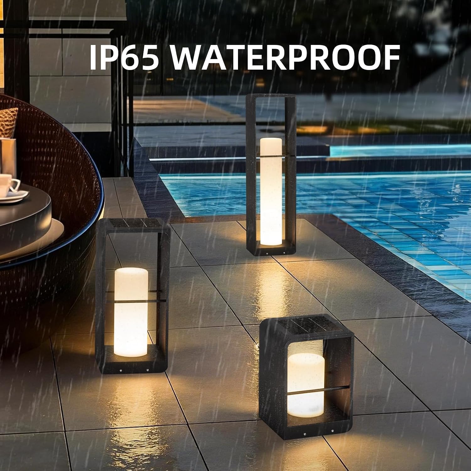 Outdoor Lights for Patio, IP65 Solar Lanterns Outdoor Waterproof, Dusk to Dawn Floor Lamp with 3000K LED, Solar Powered Landscape Lighting for Garden, Yard, Deck, Backyard, Porch and Path