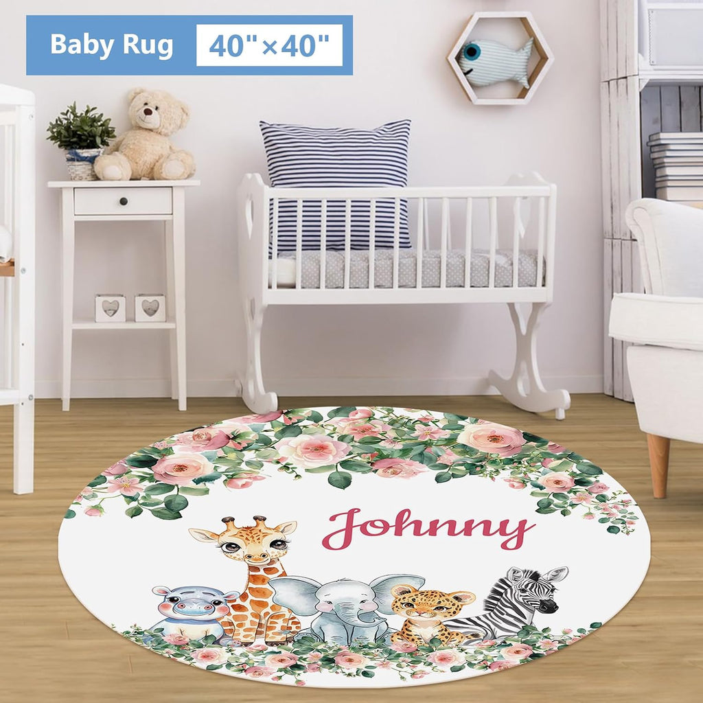 KAINSY Custom 5-Piece Baby Crib Bedding Set, Personalized Name for Kid Toddler, Animal Nursery for Boy Girl, Double Layer, Customized Gift for Infant
