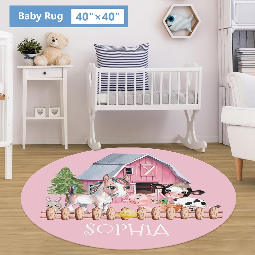 KAINSY Personalized Baby Bedding Set, 5 Pcs Custom Crib Set With Name, Double Layer Nursery Bedding, Soft Farm Animal Set for Boy Girls, Customized Gift for Toddler Infant