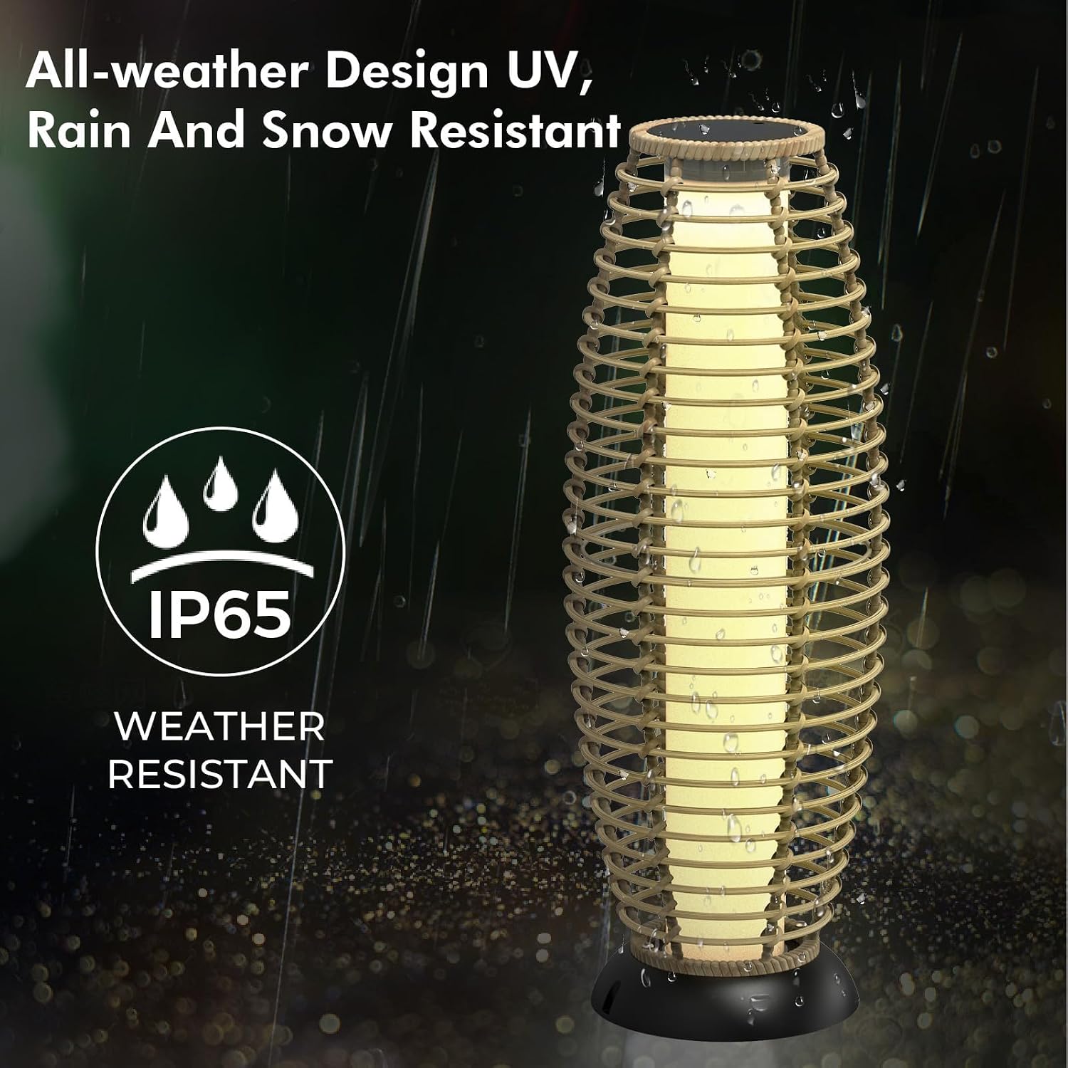 Solar Yard Outdoor Floor Lamp 2-Pack Solar Lights Solar Powered Lantern Weather-Resistant Wicker Deck Lights, Lamp Large for Patio Garden (Austin Natural Brown, 2PCS)