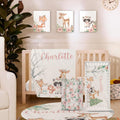 TOOTANN Custom Baby Crib Bedding Set, 5 Pcs Personalized Name Baby Crib Sheets for Kid Toddler Infant, Little Forest Animals Nursery Bedding Set
