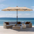Sophia & William 13ft Outdoor Patio Umbrella with Solar Lights, Large Double-sided Umbrella with LED Lights, Perfect for Garden, Deck, Pool, Beige