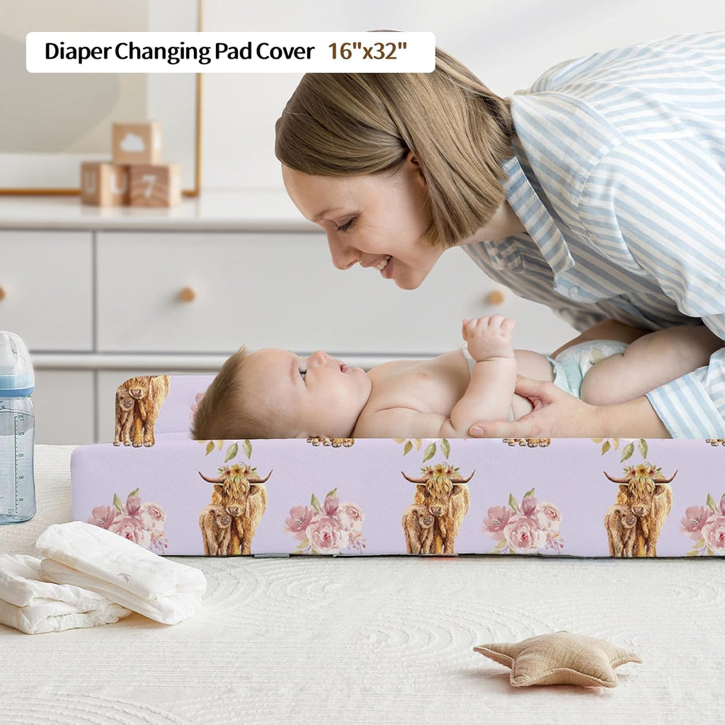 Personalized Baby Crib Bedding Set, Custom Name Nursery Bedding, Yak 5 Pcs Baby Bedding Set for Girl Boy, Double Layer Crib Set, Customized Gifts(Fixed Size)