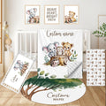 Personalized Baby Crib Bedding Set, Custom Name Nursery Bedding, Safari 5 Pcs Baby Bedding Set for Girl Boy, Fixed Size Double Layer Crib Set, Customized Gifts(Fixed Size)