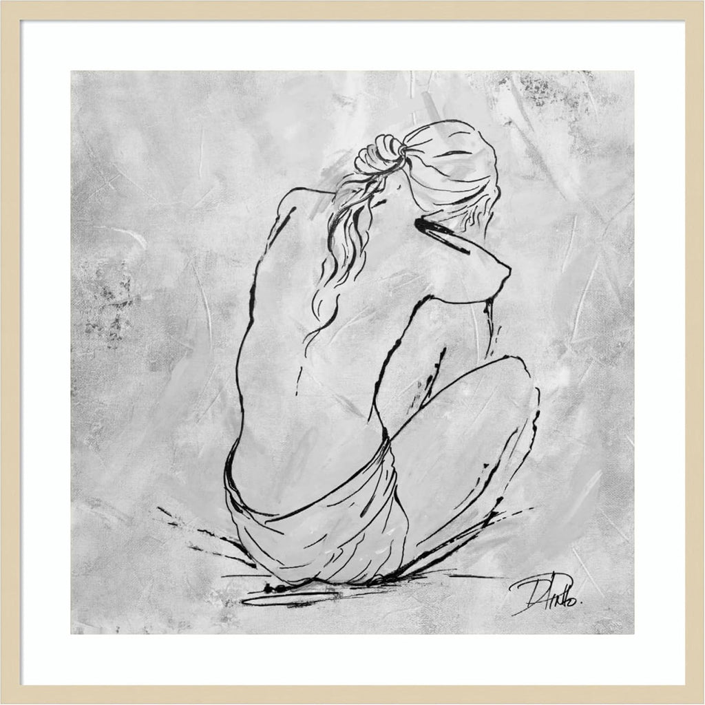 Amanti Art Framed Wall Art Print 33x33 Nude Sketch I by Patricia Pinto, Abstract Wall Art, Modern Contemporary Decor, Large Poster Painting Artwork for Living Room, Bedroom, Bathroom, Kitchen, Office