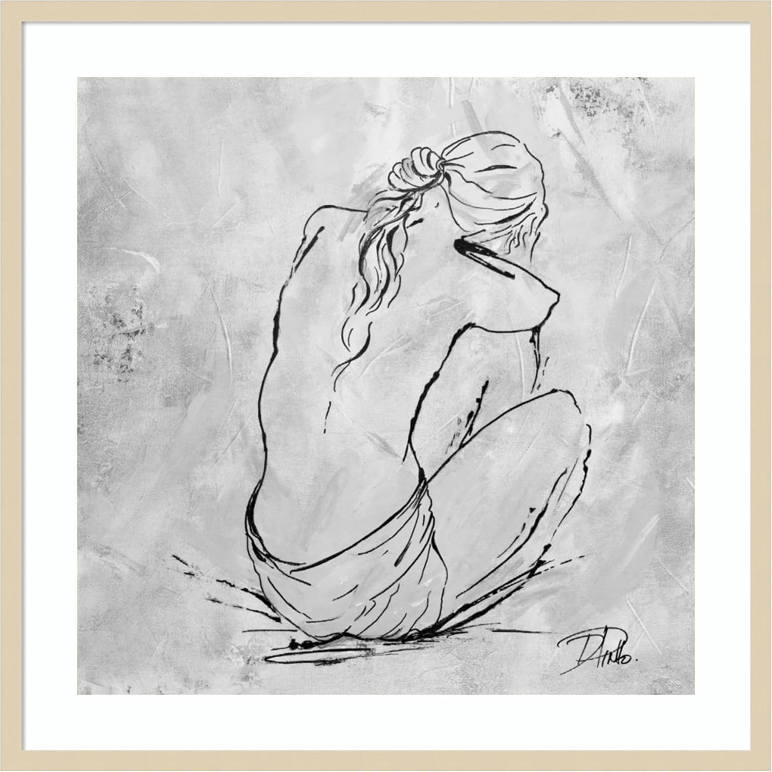 Amanti Art Framed Wall Art Print 33x33 Nude Sketch I by Patricia Pinto, Abstract Wall Art, Modern Contemporary Decor, Large Poster Painting Artwork for Living Room, Bedroom, Bathroom, Kitchen, Office