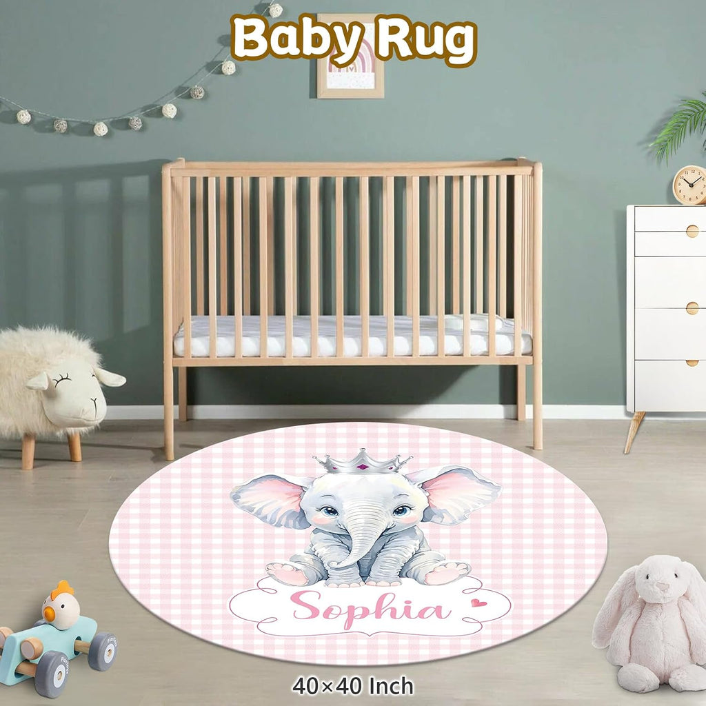 Terwex Personalized 5-Piece Baby Crib Bedding Set - Custom Name Nursery Set for Girls Boys, Soft Toddler Crib Set for Infant, Customized Gift, Pink Cute Elephant