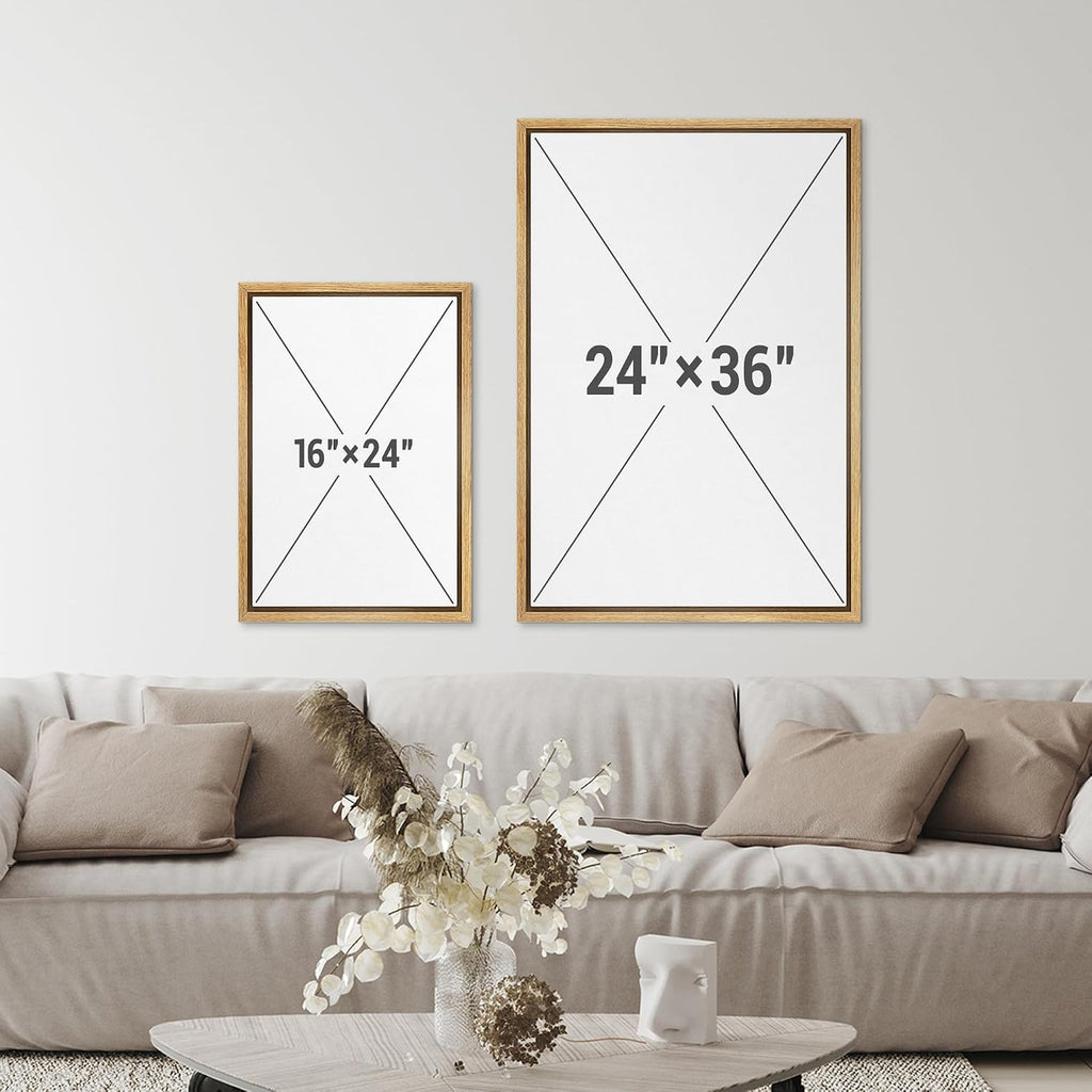 SIGNFORD Framed Canvas Print Wall Art Set Abstract Green Waves Illustration Modern Art Decorative Nordic Minimal Zen for Living Room, Bedroom, Office - 24'x36'x3 Natural