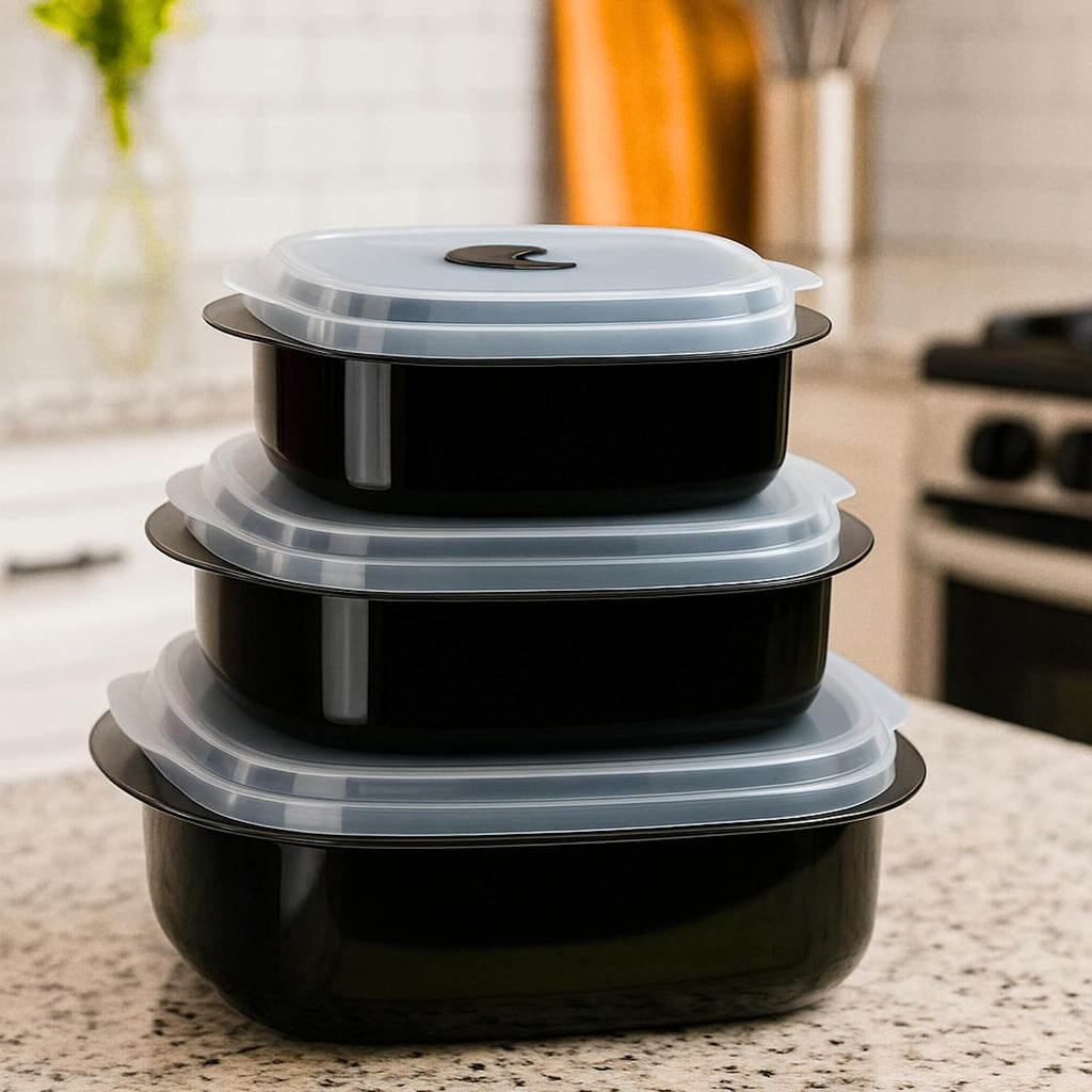 Reston Lloyd Nesting Microwave Containers, Adjustable Steam Vents, Airtight, Meal Prep, Durable BPA-Free Plastic- Freezer & Dishwasher Safe, Cookware & Food Storage, Anyday Cookware, Gray (Pack of 18)