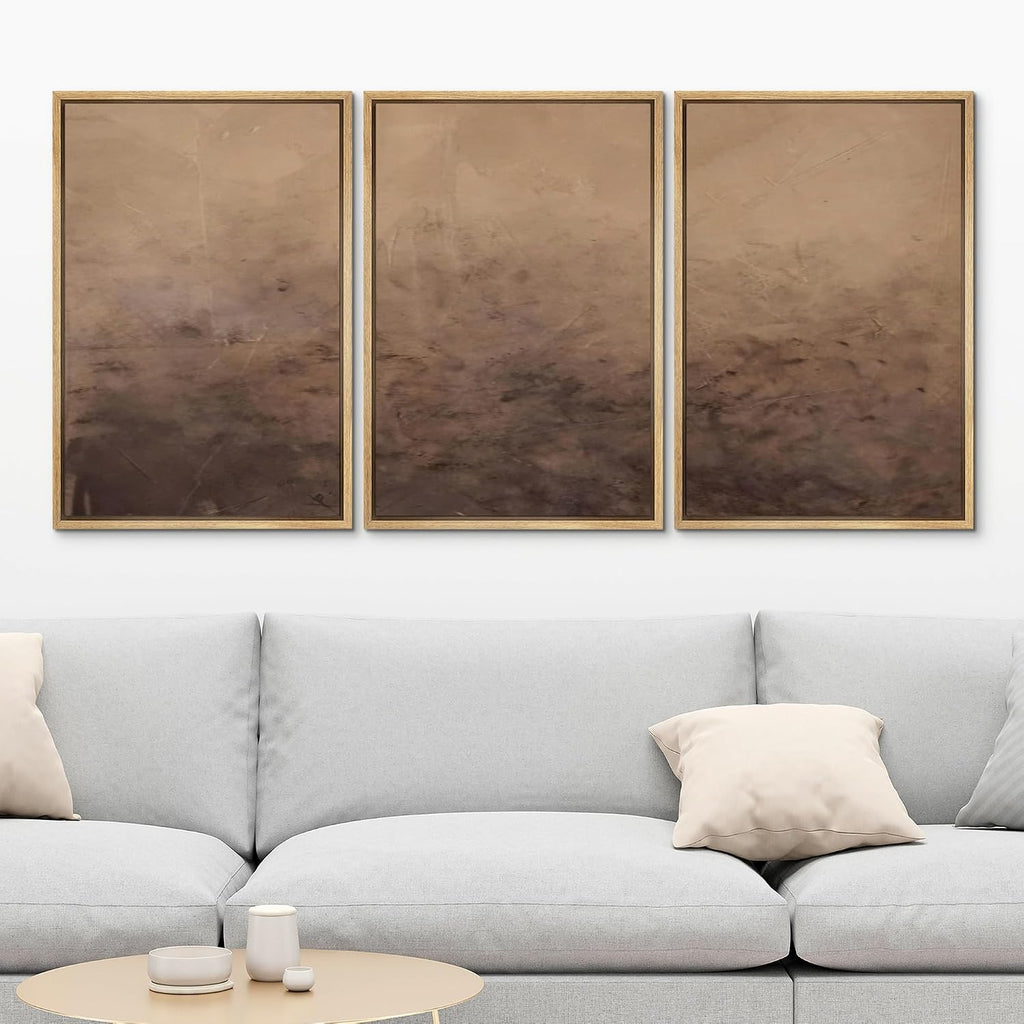 MUDECOR Framed Canvas Print Wall Art Minimalist Earthy Neutral Brown Abstract Illustrations Realism Decorative for Living Room, Bedroom, Office - 24'x36'x3 Natural