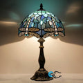 Tiffany Lamp Touch Control Table Lamp Blue Stained Glass Desk Lamp 12X12X19 Inches Dragonfly Style Reading Light