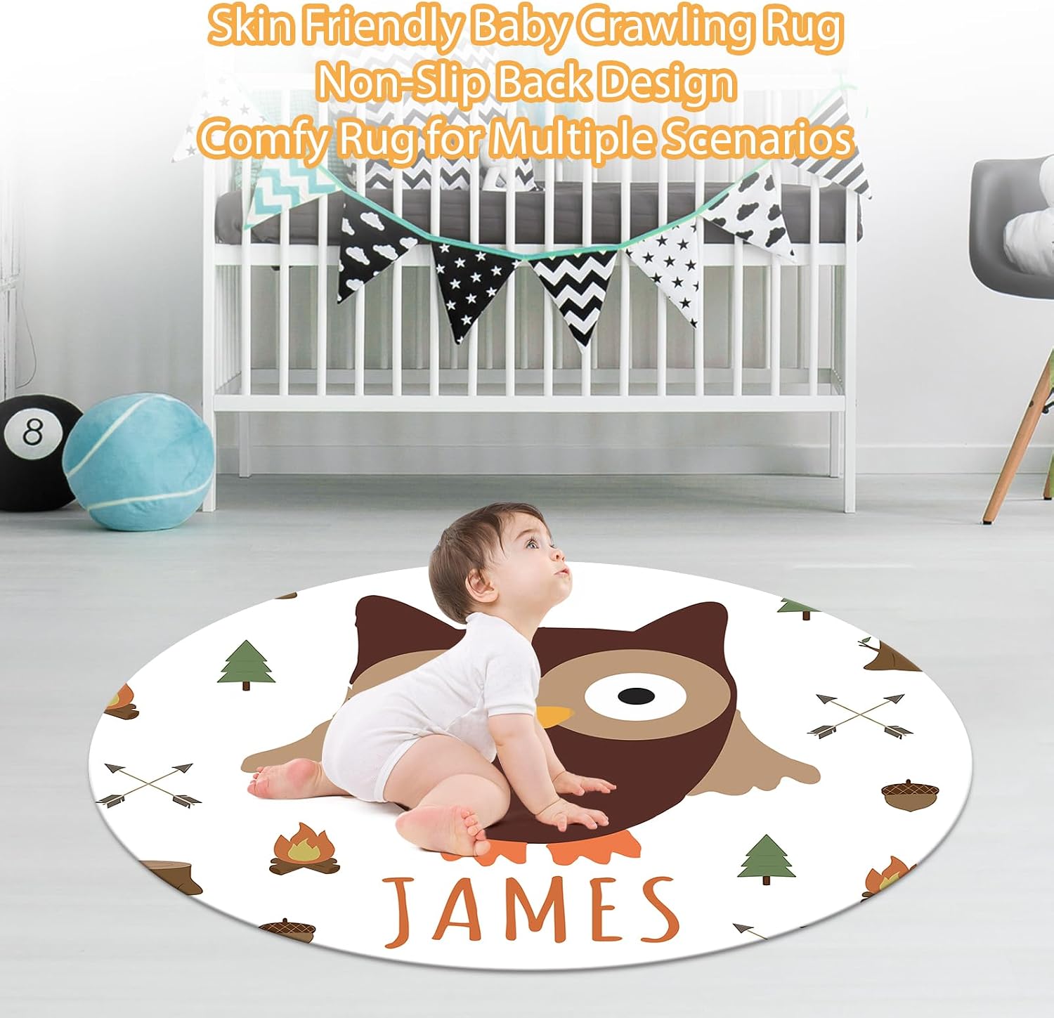 Custom Baby Crib Bedding Set - 5 Piece Nursery Crib Set Woodland Animals Design - Personalized Name Blanket with Dotted Backing, Crib Sheet, Changing Pad Cover, Pillow Cover, Rug for Newborns Color09
