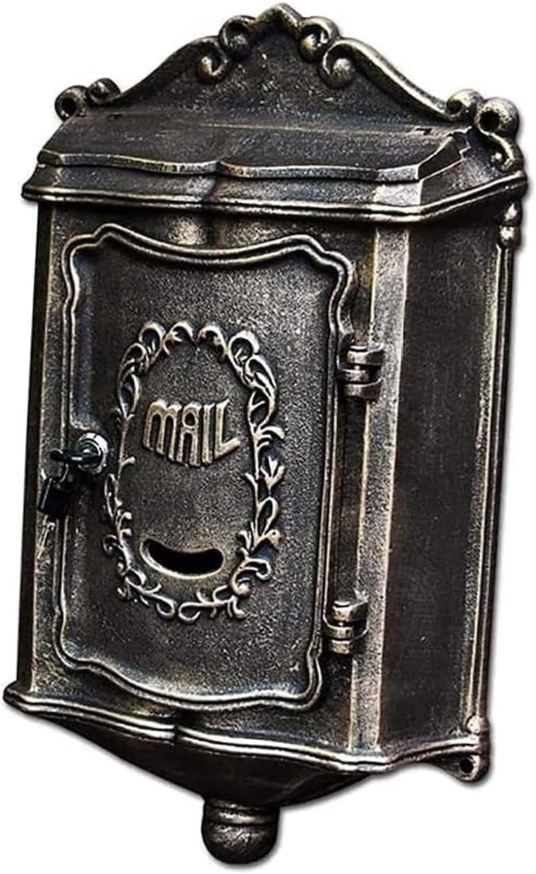 Suggestion Box Donation and Ballot Box Outside Aluminum Wall Mount Post Box European Style Mailbox Secure Mailbox Letterbox Outdoor Retro Vintage Mailboxes Mail Drop & Collection Boxes ( Color : A )