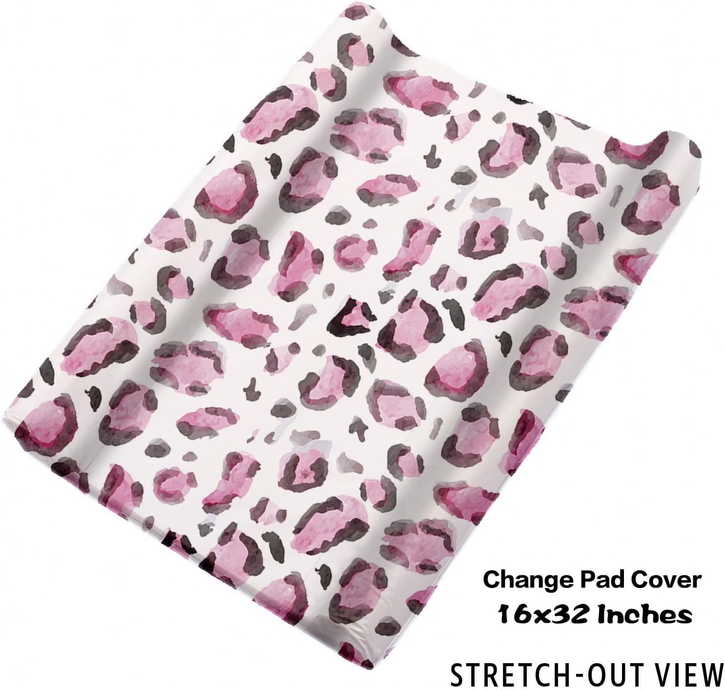 TOOTANN Custom Baby Crib Bedding Set, 5 Pcs Personalized Name Baby Crib Sheets for Kid Toddler Infant, Pink Background Leopards Nursery Bedding Set