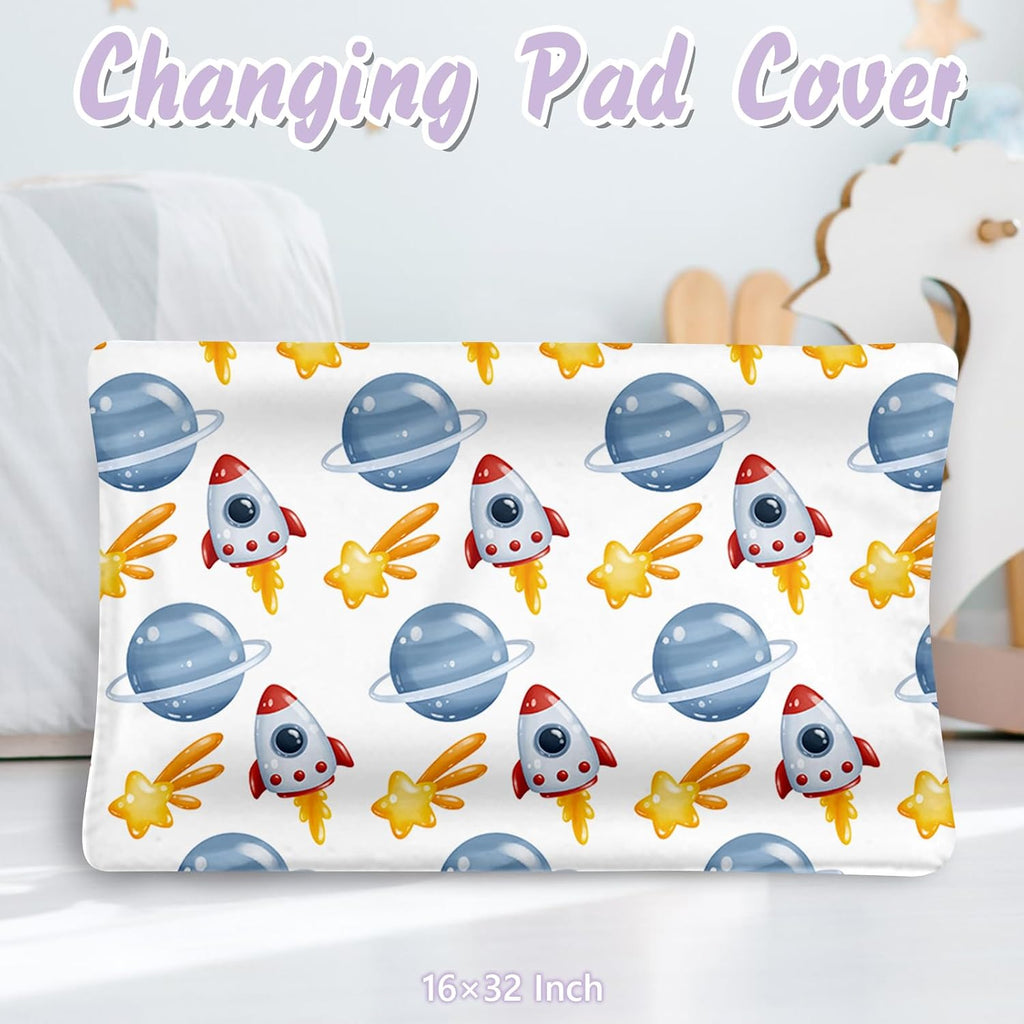 Custom Baby Crib Bedding Set, 5 PCS Personalized Name Baby Crib Sets for Girls Boys, Spaceman Theme Nursery Bedding Sets for Infant Toddler, Double Layer Flannel Bed Set Customized Gifts