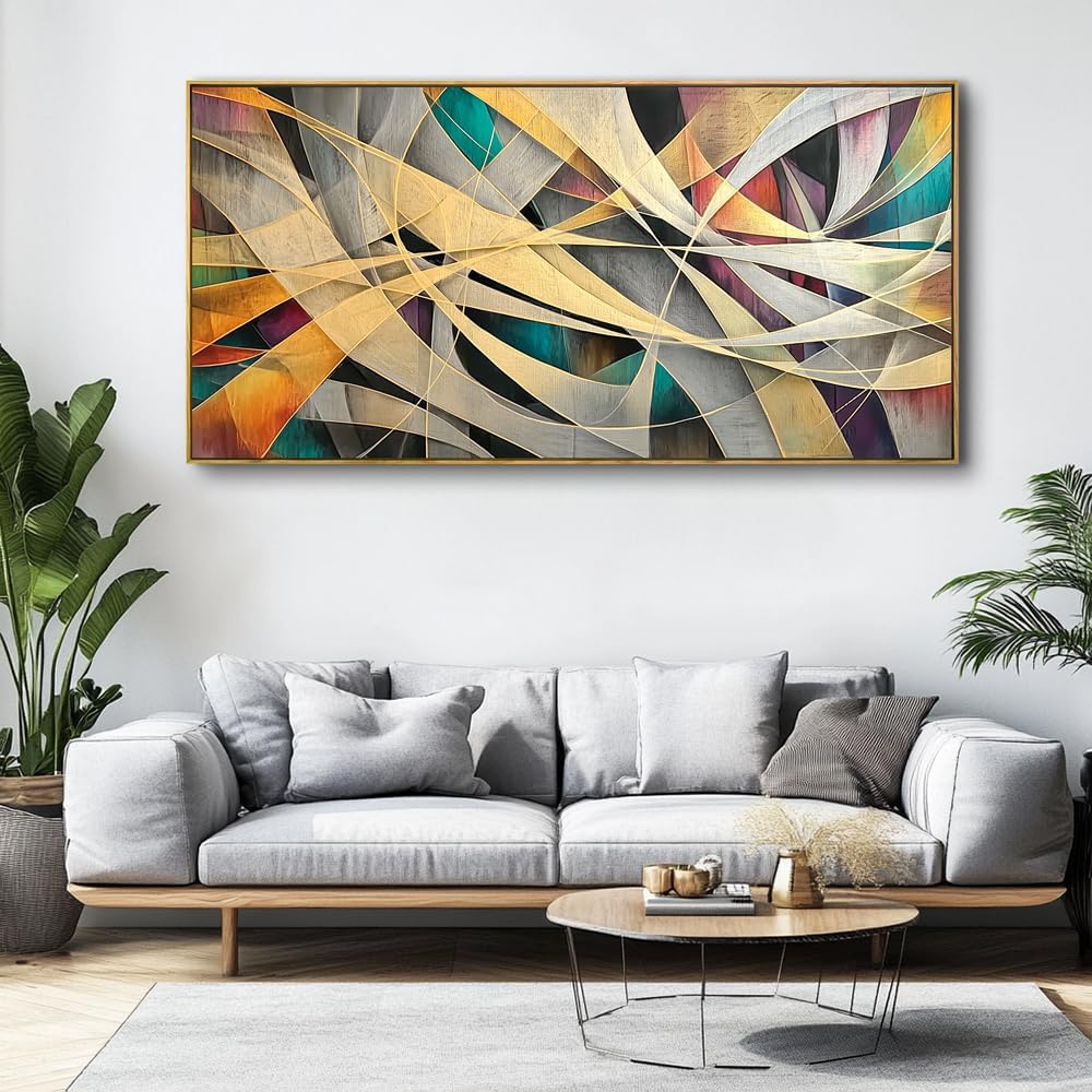 Wall Art - Framed Modern Abstract Canvas Painting for Living Room, Bedroom Home Office Decor, 60x30 Inch Ready to Hang