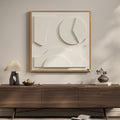Large 3D Textured Framed White Abstract Wall Art, Square Modern Paintings Artwork for Walls, Minimalist White Geometric Block Pictures for Living Room Bedroom Office Hallway Wall Decor 30x30 In