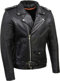 Milwaukee Leather SH1011 Men's Classic Brando Premium Leather Black Motorcycle Riders Leather Jacket w/Side Laces