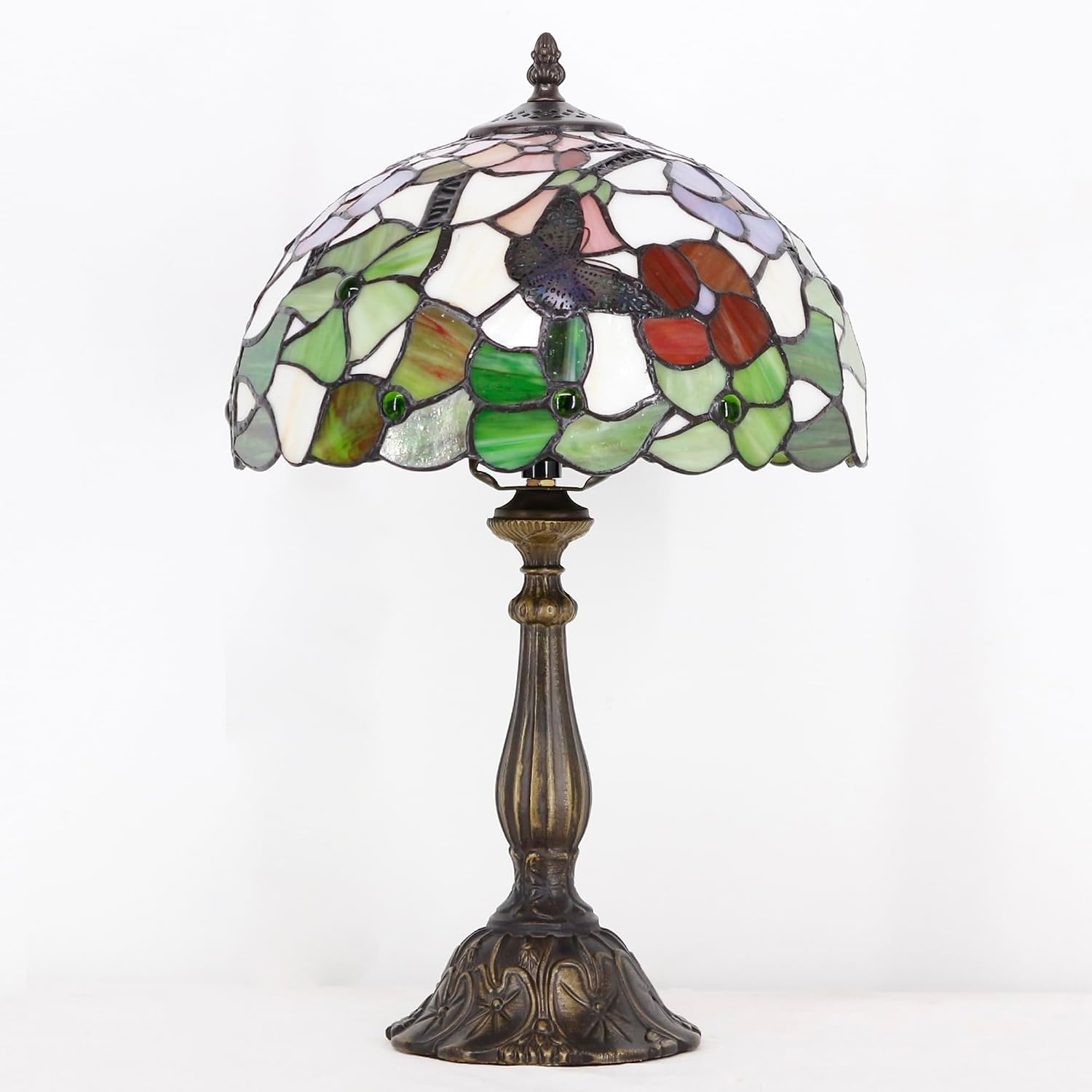 Tiffany Lamp Touch Control Table Lamp Stained Glass Desk Lamp 12X12X19 Inches Butterfly Flower Style Reading Light
