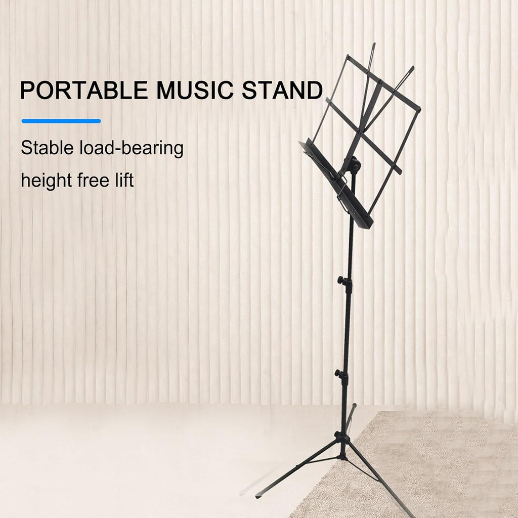 Sheet Music Stand, Lightweight Music Holder, Reinforced Folding Music Stands, Portable and Height-Adjustable, Sheet Music Folder & Clip Holder, for Guitar, Ukulele, Violin,