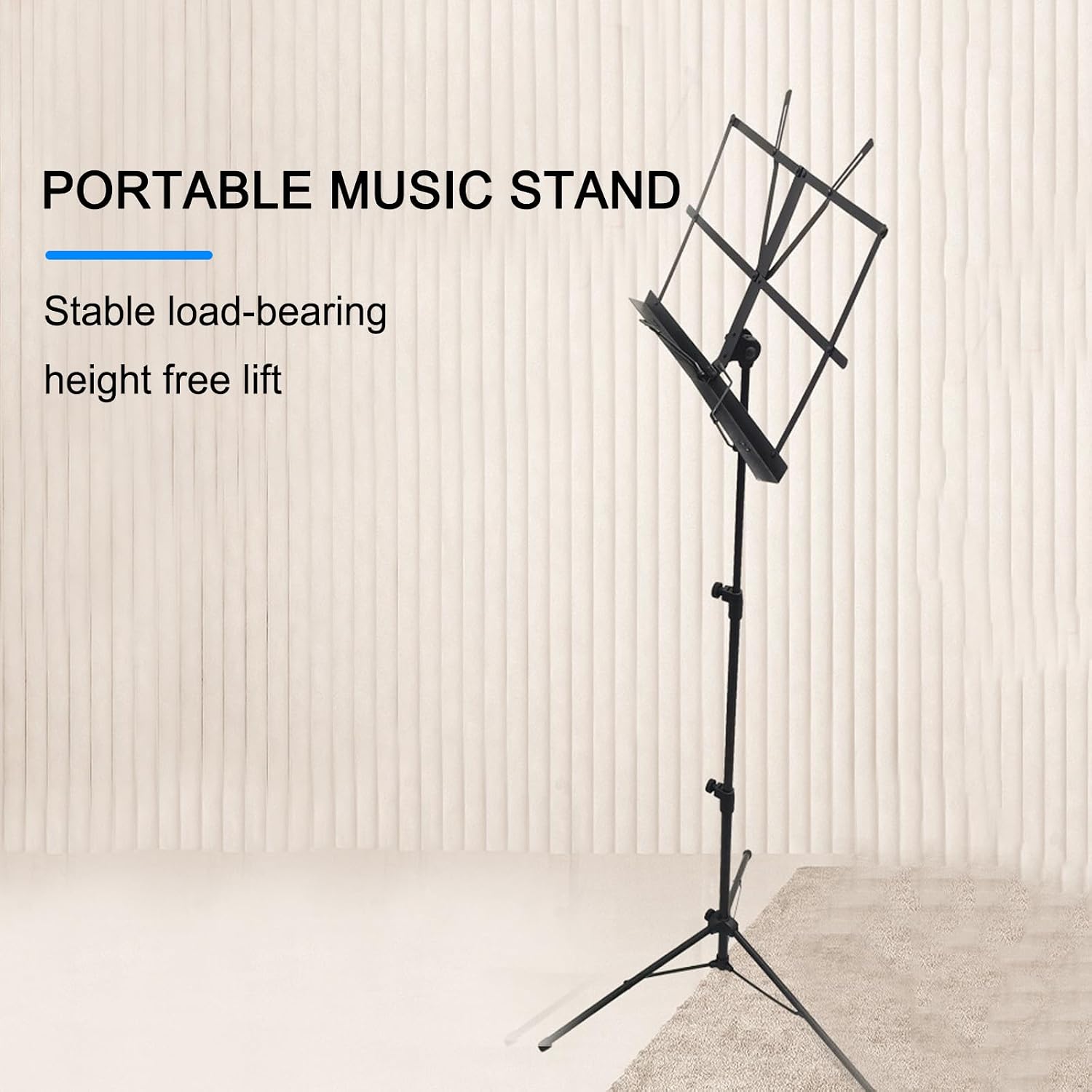 Sheet Music Stand, Lightweight Music Holder, Reinforced Folding Music Stands, Portable and Height-Adjustable, Sheet Music Folder & Clip Holder, for Guitar, Ukulele, Violin,