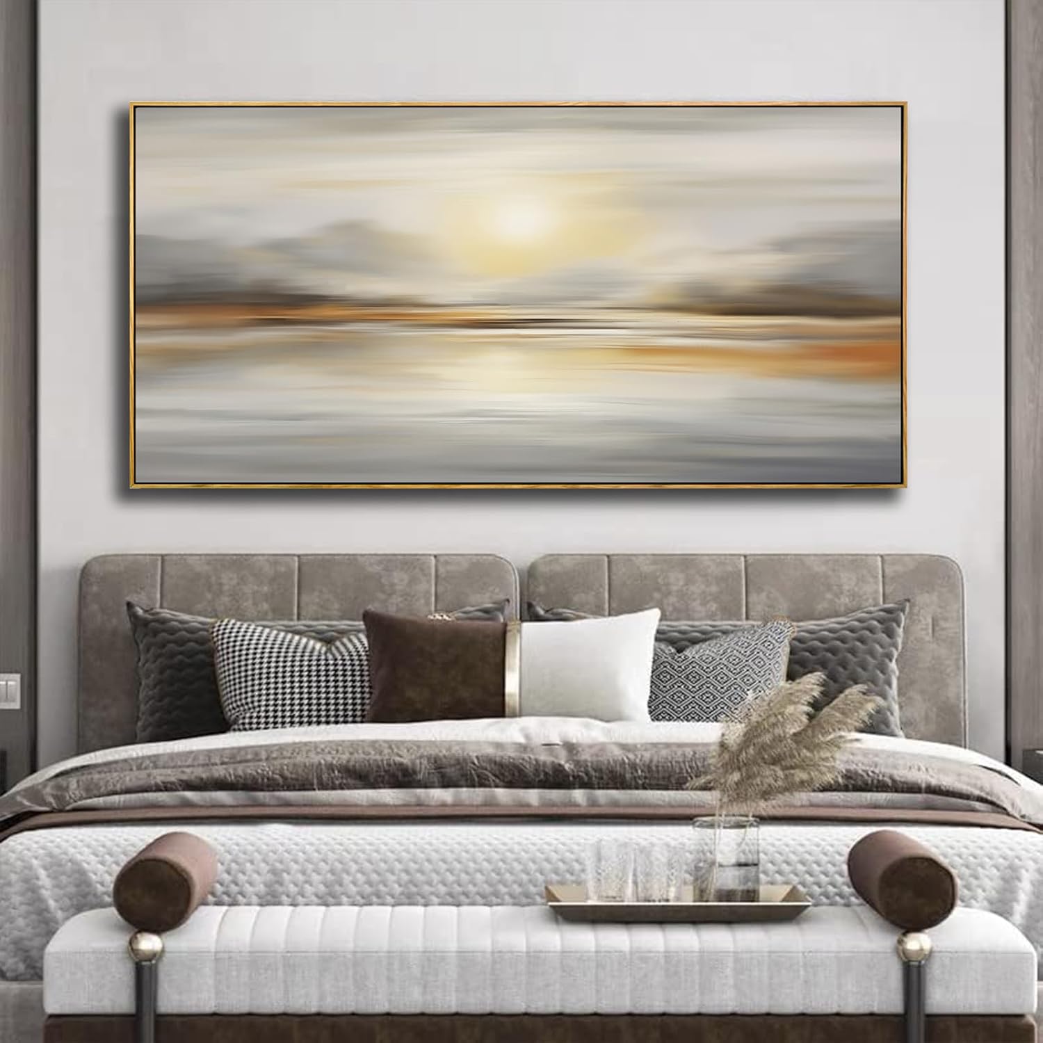 Framed Wall Art Abstract Seascape Canvas Printing Wall Decor Artwork for Living Room Bedroom Dining Room Home Office Decor 24'x48'