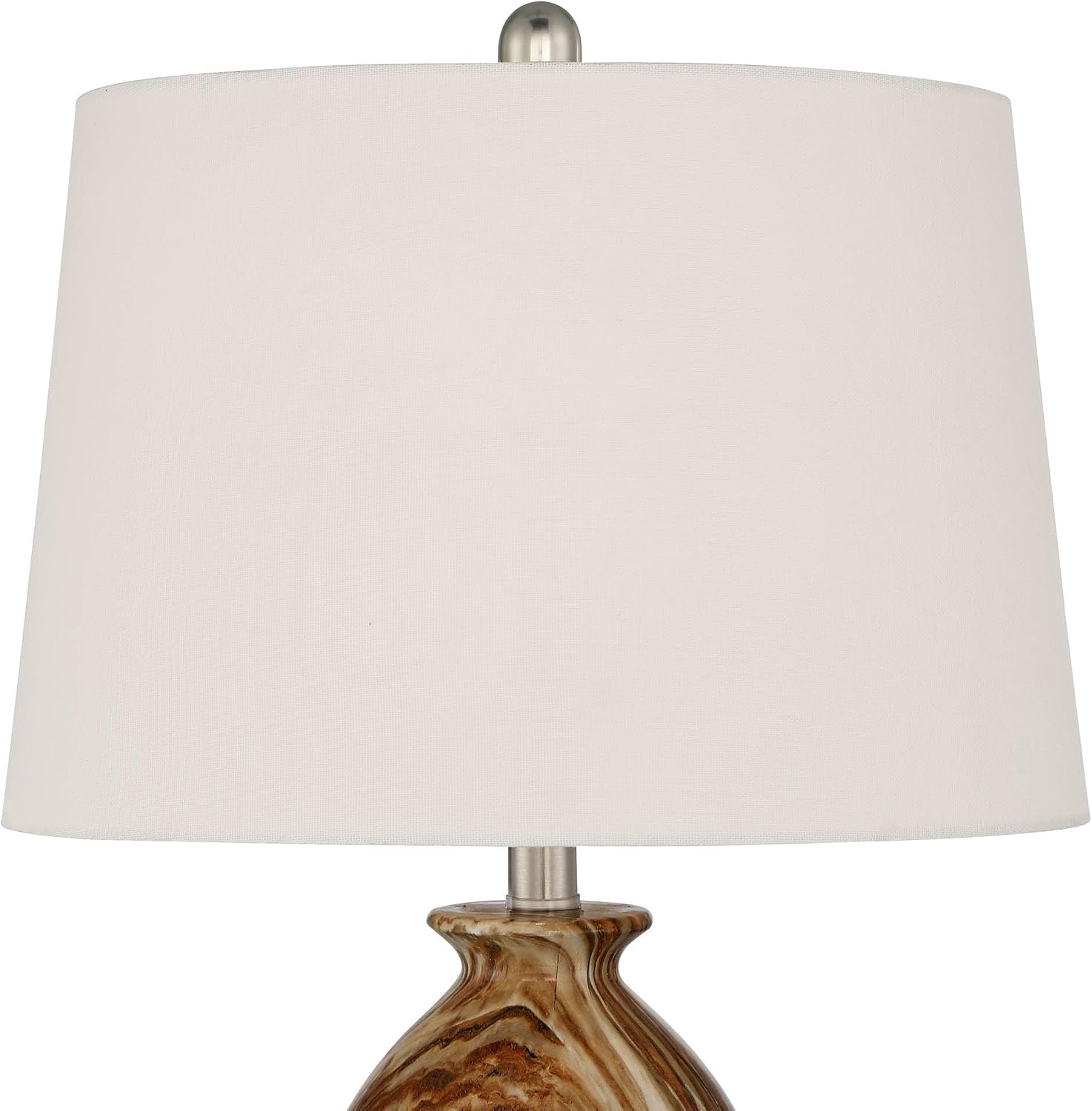 360 Lighting Carlton 28' Tall Modern Table Lamps Set of 2 with Smart Sockets Brown Faux Marble Living Room Bedroom Bedside Nightstand House Office Home Reading Kitchen Entryway White Shade