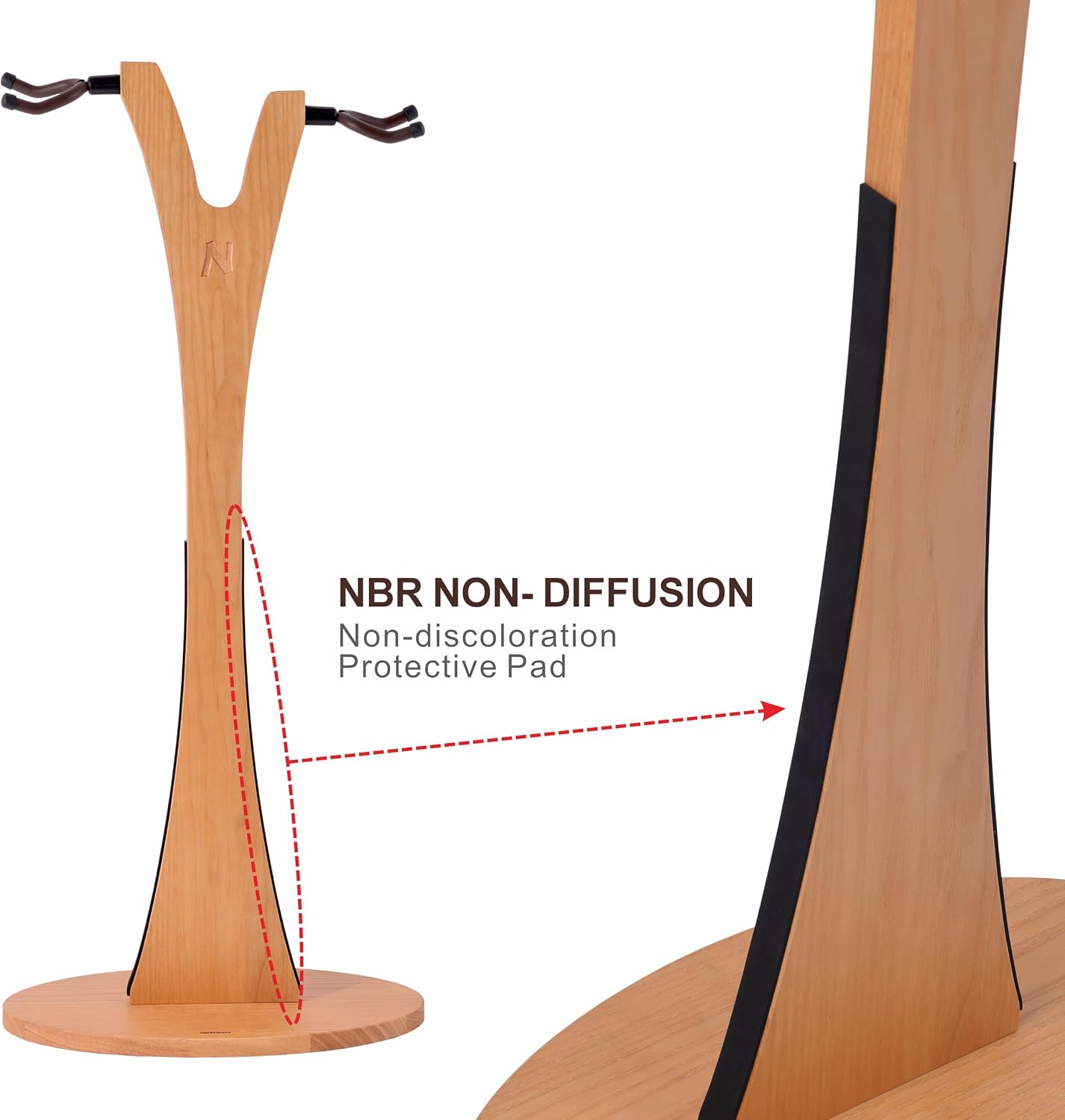 Nefelibata Wooden Guitar Stand, Handmade German Ash Solid Y-shaped Wood Racks Floor Holds 2 Guitars, for Electric Guitars, Acoustic Guitars, Classical Guitars, Banjos, Mandolins(Log)