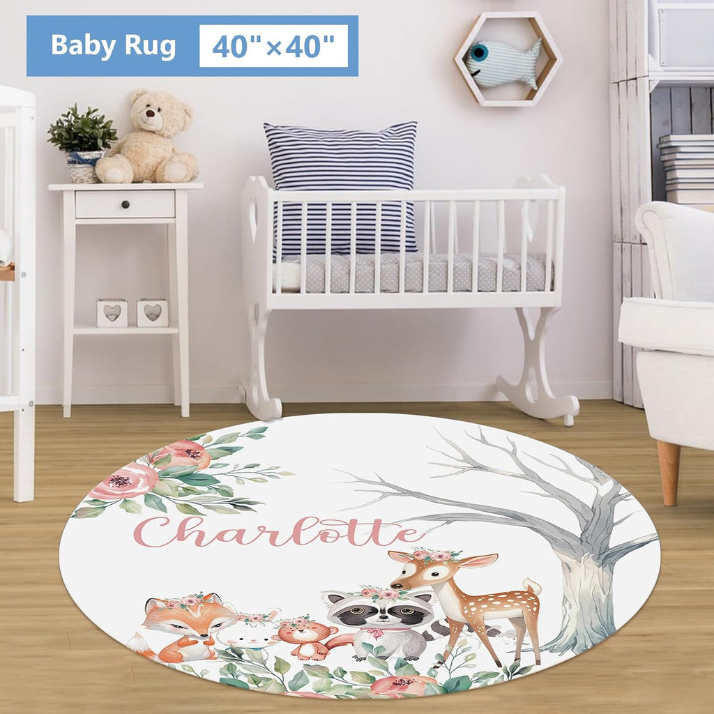 KAINSY Custom Crib Bedding Set 5 Piece for Girls Boys – Personalized Floral Animals Theme, Newborn Sleep Set, Nursery Decor, Toddler Room Essentials, Infant Sleep, Baby Room Accessories, Baby Gift