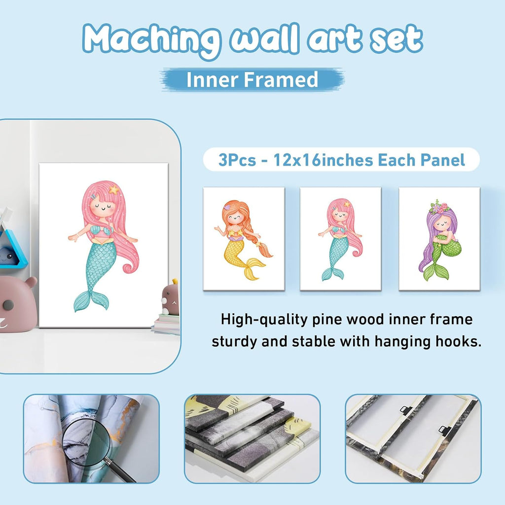 Dyoart Personalized Baby Crib Set - 5 Piece Custom Baby Bedding Set with Name, Double Layer Nursery Bedding Set for Girls, Mermaid Crib Bedding Set, Gift for New Parents Toddler Infant
