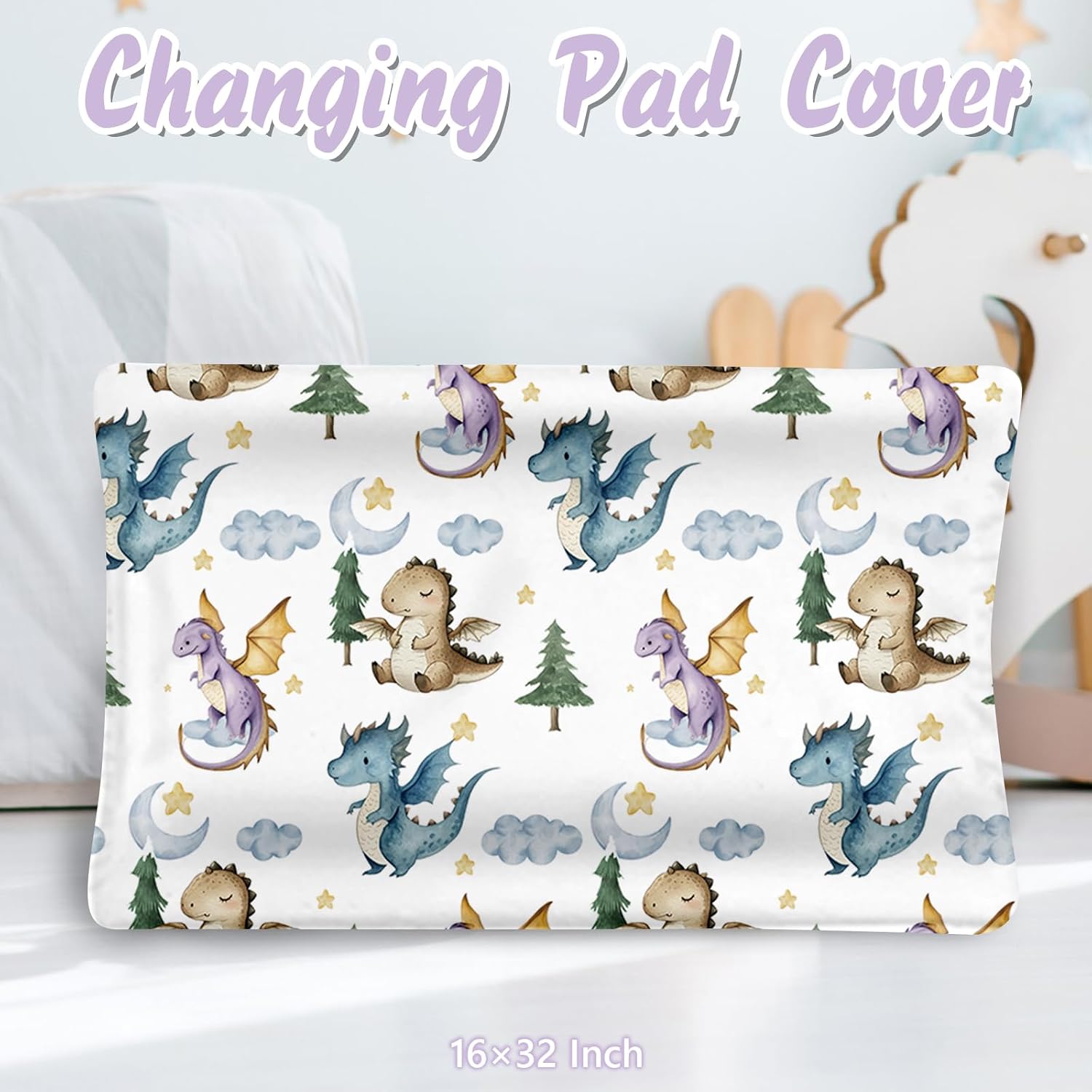 Personalized Baby Crib Bedding Set, 5 Pcs Custom Name Nursery Bedding Set for Girls Boys, Dinosaur Baby Crib Set for Toddlers Infants, Double Layer Bedding Crib Sets Customized Gifts
